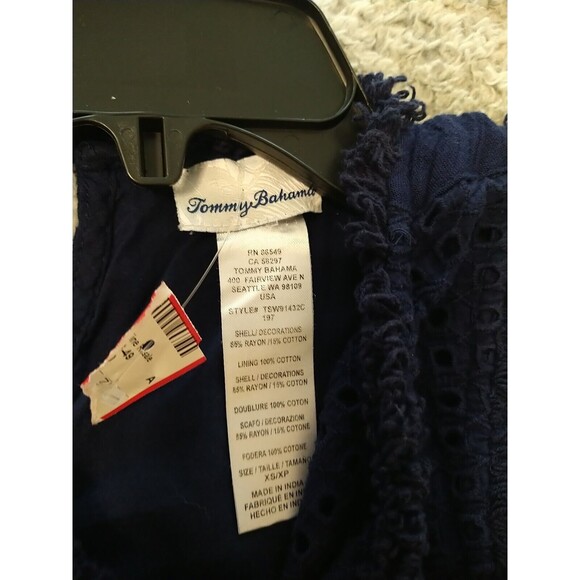 Tommy Bahama  Eyelet Mini Sleeveless Dress Xs Boho Peasant Blue Cottagecore - Picture 8 of 8